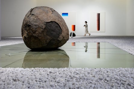 ‘More about violence’ … the boulder and cracked glass.
