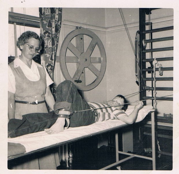 Paul Steiger receiving treatment for poliomyelitis as a child.