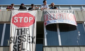 Sussex students protesting the ‘privatisation’ of university services in 2013.