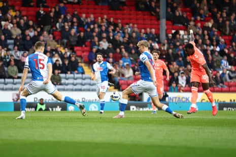Ephron Mason-Clark of Coventry City shoots during Championship match against Blackburn Rovers.