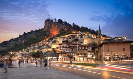 albania coast tourism Berat by night