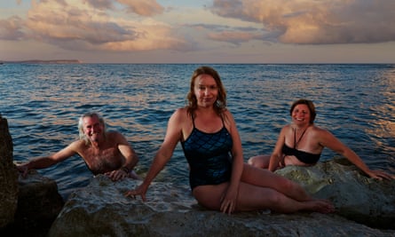 Keith Cummings, Susanne Master and Amanda Cook at Hengitsbury Head, Dorset.