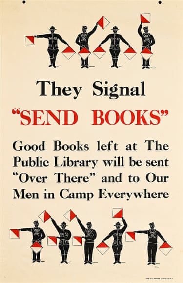 A white poster with black and red text