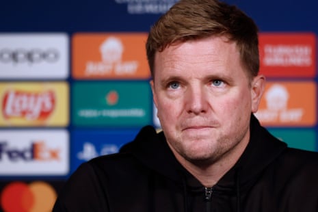 Eddie Howe addresses the ladies and gentlemen of the Fourth Estate during his pre-match press conference.