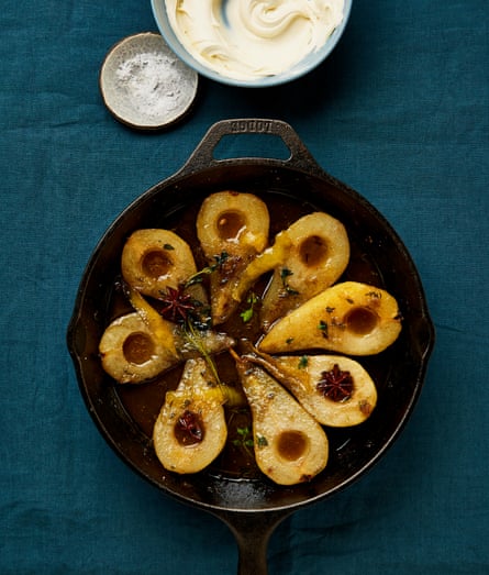 Yotam Ottolenghi's Roasted Pear and Vanilla Crème Frache.