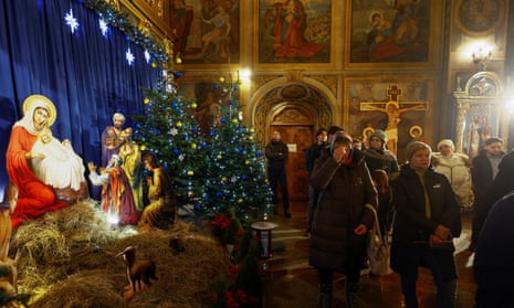 A Christmas Eve service at St Michael's Golden-Domed Monastery in Kyiv