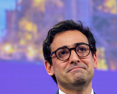 EU commissioner Stéphane Séjourné speaks during a press conference in Brussels, Belgium.|465x372.186