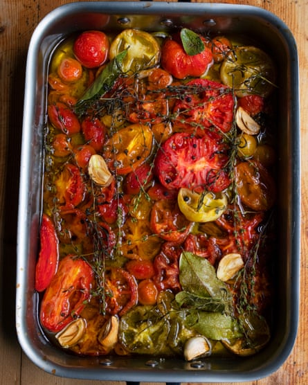 ‘Slice the cherry tomatoes in half, but don’t skin them’: tomato confit.