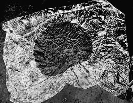 The Japanese national flag which Kawada photographed discarded on the ground after a political demonstration