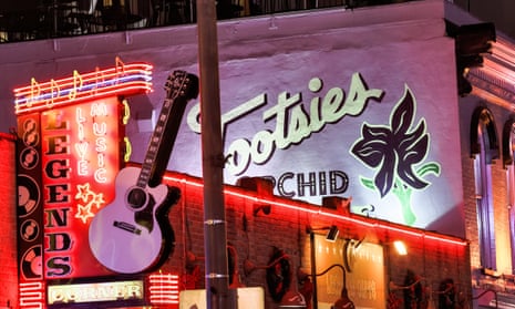 Illuminated neon sign outside Tootsies in Nashville, which is known for great drinks and music