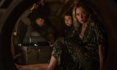 Quiet Place 2 - L-r, Marcus (Noah Jupe), Regan (Millicent Simmonds), and Evelyn (Emily Blunt) brave the unknown in "A Quiet Place Part II."