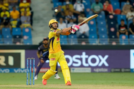 Faf du Plessis of Chennai Super Kings during the final of the Vivo Indian Premier League in 2021.