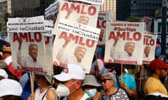 Supporters of Mexico’s president, Andrés Manuel López Obrador, in Mexico City on 6 April 2022.