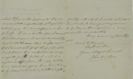 A letter from John Dickens to the politician Joseph Parkes