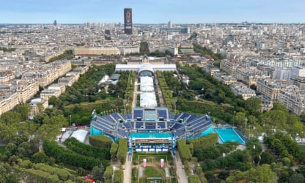 The view from the Eiffel Tower of the blind football stadium.