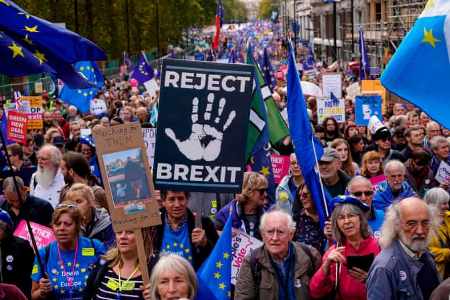 Protesters calling for a second referendum on Brexit