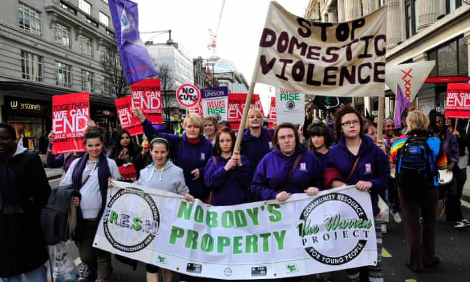 A protest in central London, demanding an end to domestic violence. The majority of killings (68%) occurred either in or immediately around the woman’s house. 