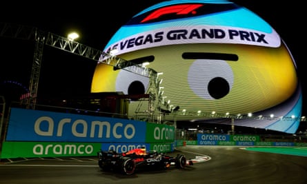 Max Verstappen on the way to clinching the world title in Las Vegas.