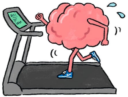 Illustration of a brain running on a treadmill