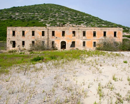 A derelict building on Sazan Island.