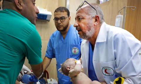 A doctor inside al-Aqsa hospital, central Gaza Strip.