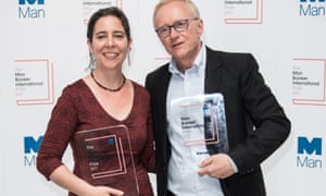 Jessica Cohen and David Grossman collecting the Man Booker International prize for A Horse Walks Into a Bar.