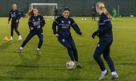 Bridgwater United players training at Fairfax Park for their fourth-round Women’s FA Cup tie against Manchester United