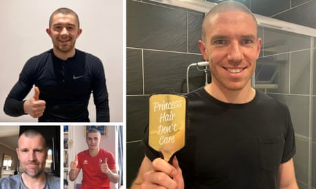 Razor sharp: Cheltenham players and coaches shave heads for NHS