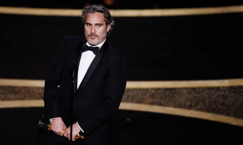 Not milk? Joaquin Phoenix at the Oscars.