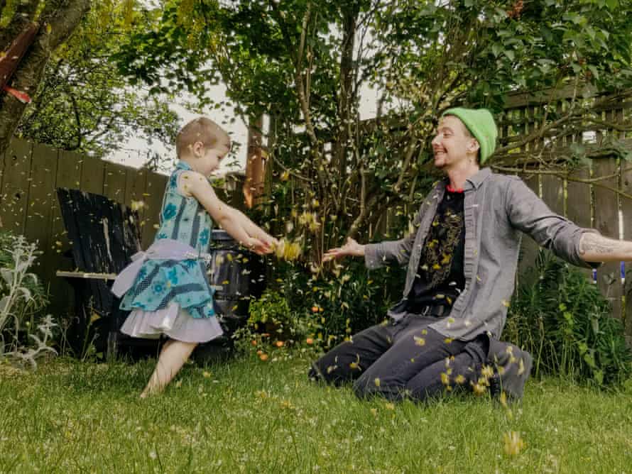 Kori Doty plays with their child Searyl at home in, B.C., Canada, June 3, 2020. Doty is raising Searyl without a gender assignment until Searyl can verbalize their gender for themself (Annie Tritt for Guardian with Colleen Langford) *photos were taken remotely