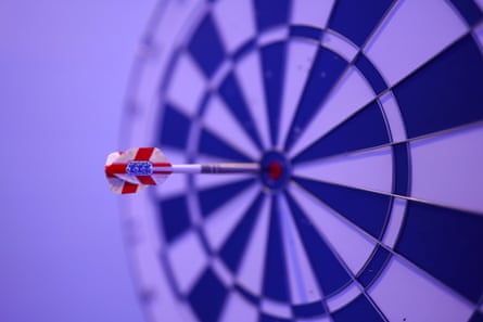 Detailed view of darts at the England team basecamp