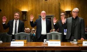 In court: (from left) Carl Ferrer, James Larkin, Andrew Padilla and Michael Lacey