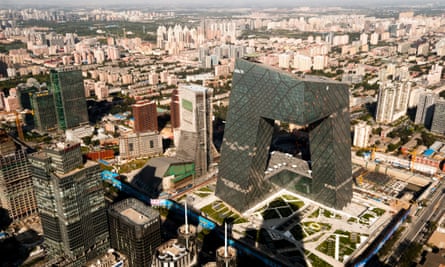 The Rem Koolhaas-designed CCTV tower in Beijing