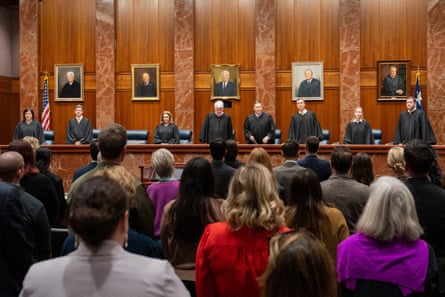 Texas Supreme Court Justices, arrive to hear litigators make their arguments in Zurowski v. State of Texas, at the Texas Supreme Court in Austin, Texas, on November 28, 2023. The Texas Supreme Court heard arguments Tuesday in a case brought on behalf of 22 women who were denied abortions even though they had serious complications with their pregnancies that were in some cases life-threatening.
