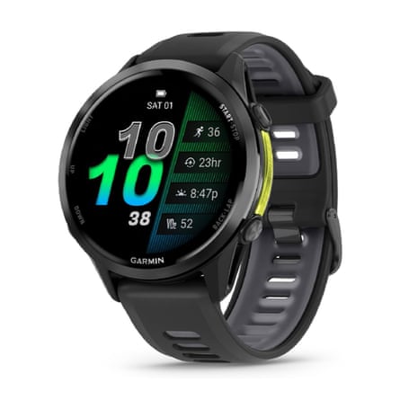 Garmin Forerunner® 970, Premium GPS Running and Triathlon Smartwatch, AMOLED Display, Built-in LED Flashlight, Carbon Gray DLC Titanium with Black Case and Black/Translucent Whitestone Band