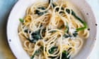 Nigel Slater’s recipes for lemon and spinach linguine, and wild garlic cheese pudding
