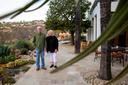 Tom Rau, left, and his business partner, Marilee Kuhlmann, with the Urban Water Group, at the Brentwood home.
