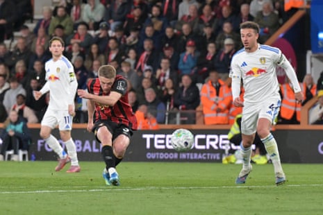Adrien Truffert has an effort on goal for Burnley.