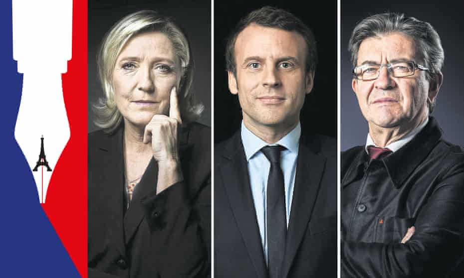 Marine Le Pen, Emmanuel Macron and Jean-Luc Mélenchon.