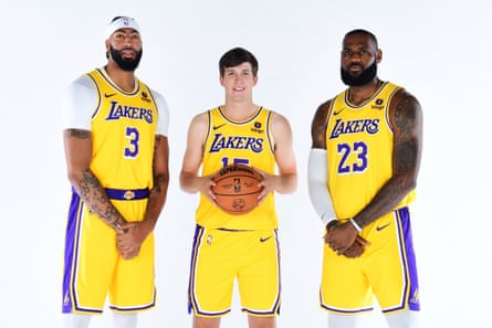 Reaves has been floated as one of the Lakers' big three entering the season alongside Anthony Davis, left, and LeBron James, right.