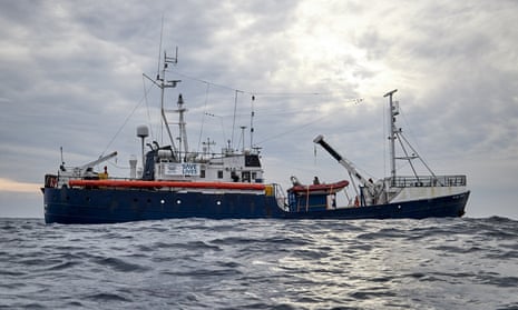 The Sea-Watch rescue ship at sea