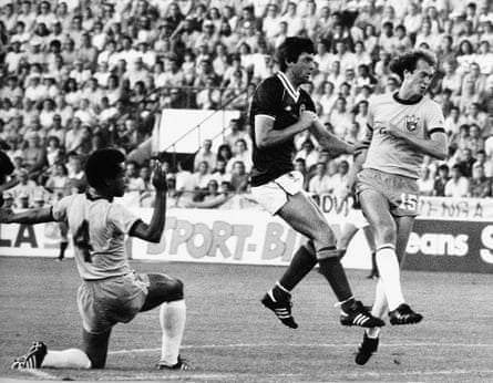 David Narey gives Scotland the lead against Brazil at the 1982 World Cup.