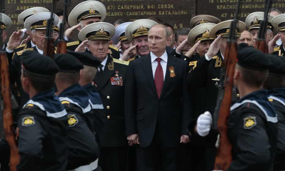Vladimir Putin parades in Sevastopol, Crimea, 2014.