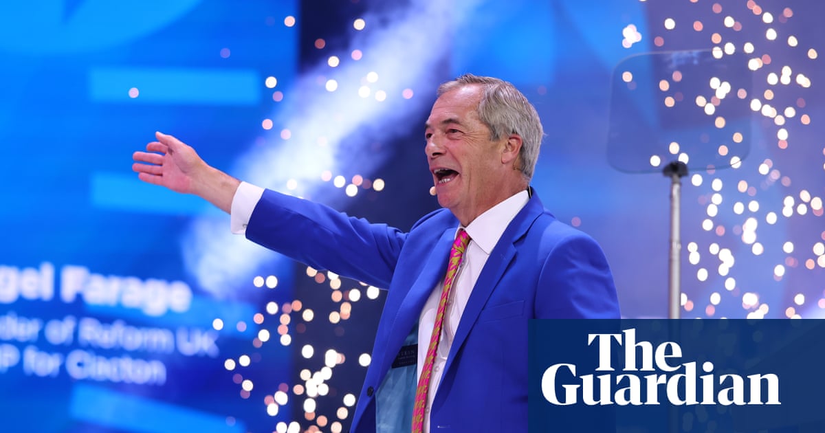 Farage seeks to shore up damaged leadership as scandal engulfs Reform conference