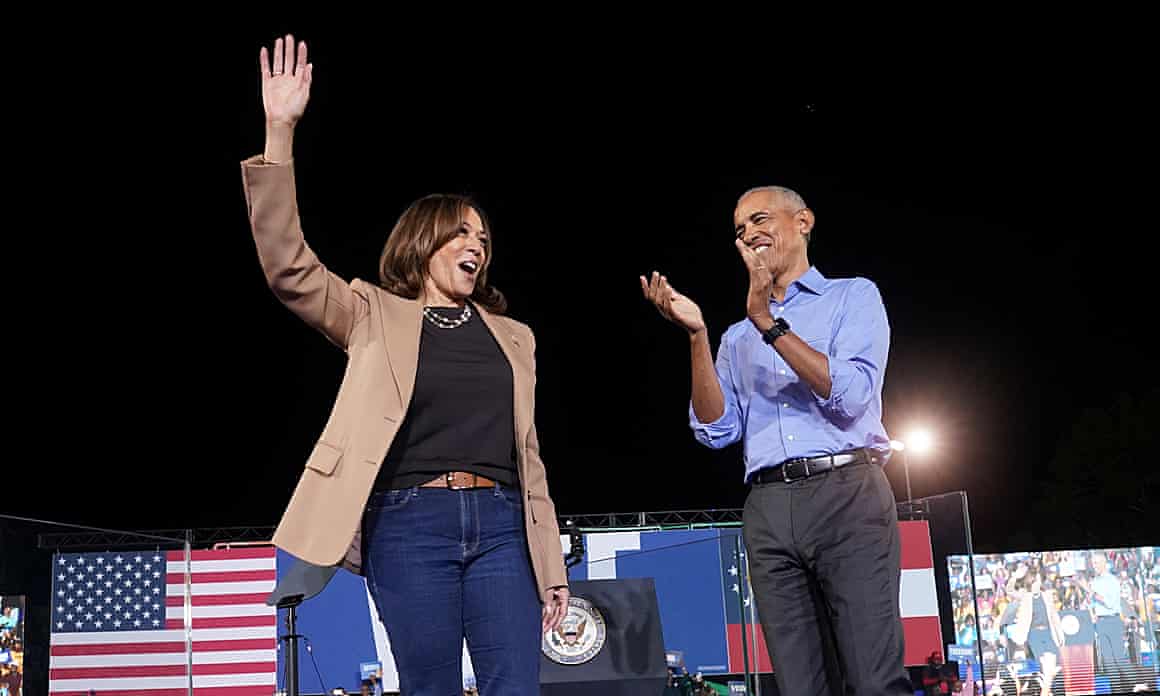 Kamala Harris with Barack Obama at a rally in Georgia
