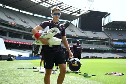 Jacob Bethell on his way to the nets at the MCG