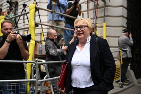 Angela Eagle, the secretary of state for environment, food and rural affairs, arrives to meet her cabinet colleagues in No 10.