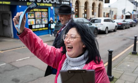 Irene Yoong-Henery touting leaflets