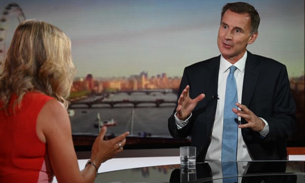 Jeremy Hunt being interviewed by Sophie Raworth.