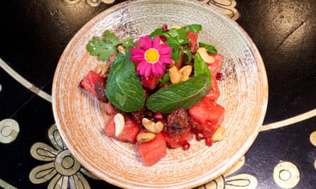crispy duck and watermelon salad.
